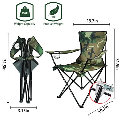 Damel Century Portable Camping Chairs Enjoy The Outdoors with a Versatile Folding Chair, Sports Chair, Outdoor Chair & Lawn Chair, Camouflage - 3