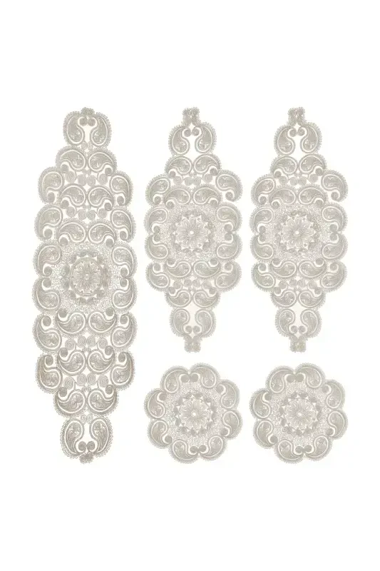 Дамла 5 Пачка Люкс Runner Salon Oda Sehpa Masa Ортю Такими Француз Гюпюрлю Чейизлик Сет Сютлю Кахве-Сютлюкахве - 1