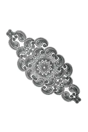 Damla 5 Parça Lüks Runner Salon Oda Sehpa Masa Örtü Takımı Fransız Güpürlü Çeyizlik Set-Siyah - 5