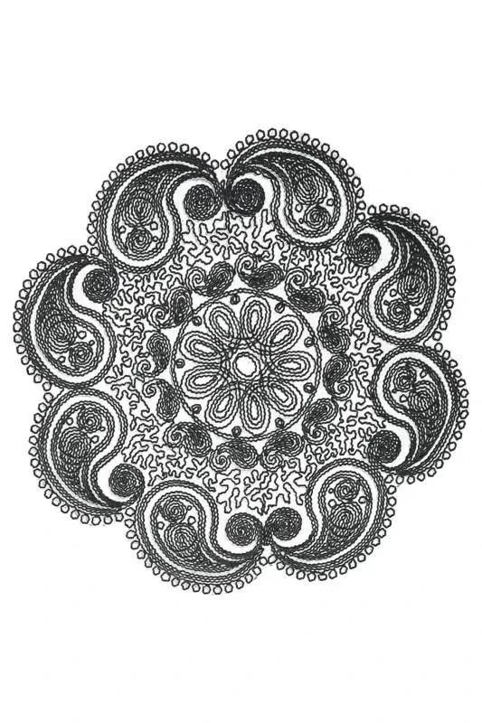 Damla 5 Pieces Luxury Runner Living Room Coffee Table Cover Set French Guipure Dowry Set-Black - 7