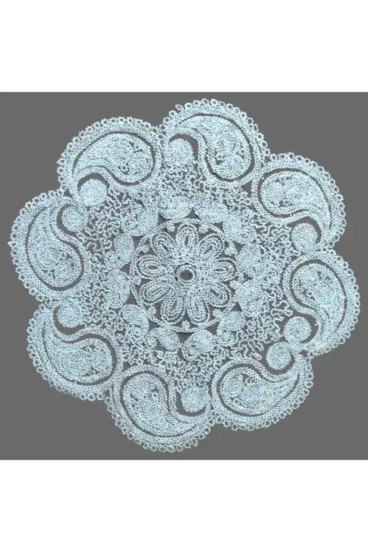 Damla 5 qismli hashamatli yuguruvchi zal xonasi stol usti stol choyshab to'plami Frantsuz gipürli sep to'plami Oltin Simli-Simli - 7