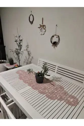 Damla Lyuks Runner Salon Xona Choyxona Stol Yopig'i Frantsuz Gipyurli Seplik Pudra-Pudra - 6