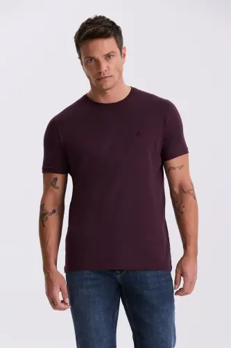 Damson 100% Cotton Slim Fit Crew Neck Basic T-Shirt 