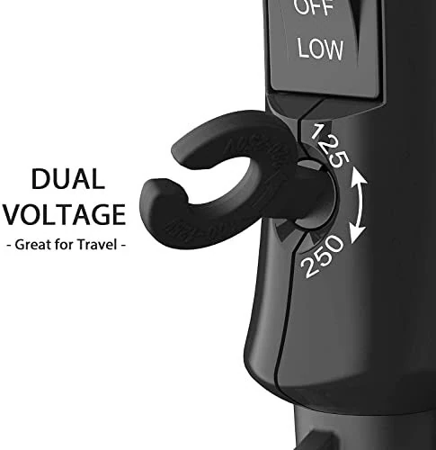 DAN Technology Compact Travel Hair Dryer, 1800 Watts, Black, Ceramic, with Concentrator & Diffuser, European Plug, Folding Handle, Fast Drying for Women and Men - 3