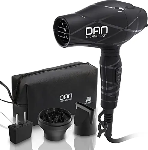 Dan Technology Lightweight Travel Hair Dryer,Portable Mini BlowDryer with Concentrator&Diffuser, with Nozzle AttacModazoneent Ceramic, - 1