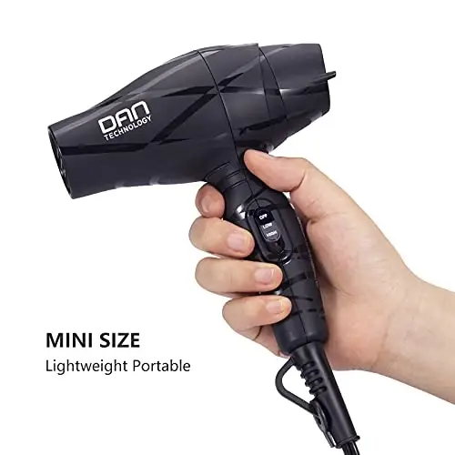 Dan Technology Lightweight Travel Hair Dryer,Portable Mini BlowDryer with Concentrator&Diffuser, with Nozzle AttacModazoneent Ceramic, - 7