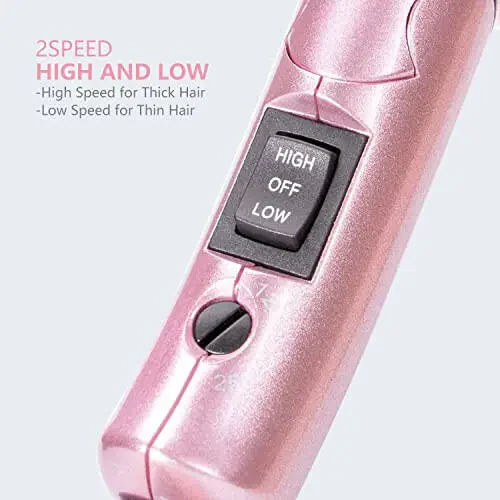 DAN Technology Travel Dual Voltage Mini Blow Dryer with Concentrator, Small Hair Dryer with Diffuser, European Hair Dryer with European Plug, Pink Blow Dryer for Women - 3