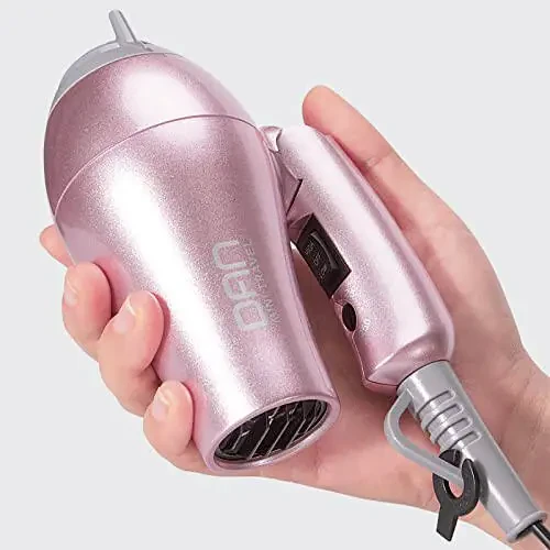 DAN Technology Travel Hair Dryer,Dual Voltage HairDryer,Mini Blow Dryer with Concentrator,Small Hair Dryer with Diffuser,European hairdryer with European Plug,Pink Blow Dryer for Women - 2