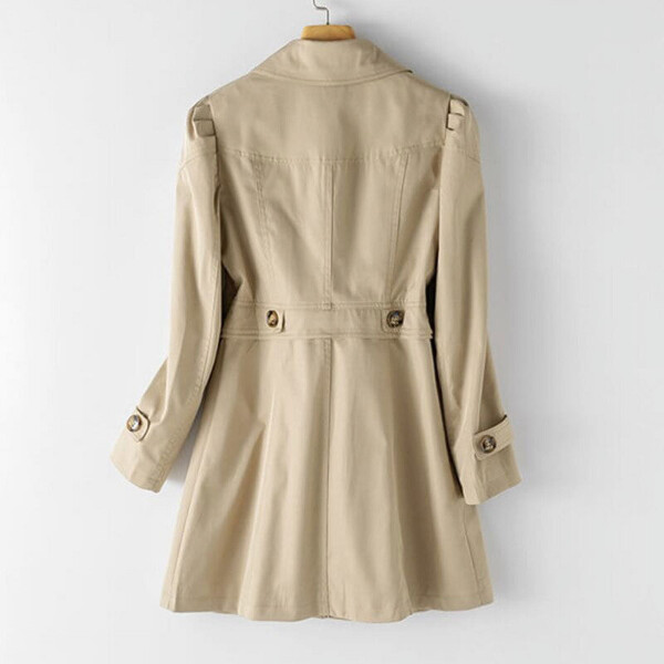 DanceeMangoo Spring Autumn Trench Coat Woman Korean Single-breasted Mid Long Windbreaker Women Fashion Slim Fit Khaki Overcoat - 2