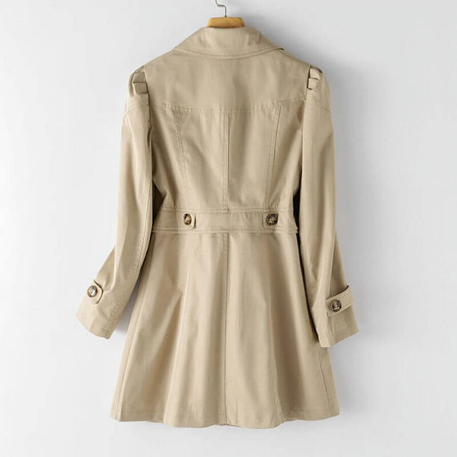 DanceeMangoo Spring Autumn Trench Coat Woman Korean Single-breasted Mid Long Windbreaker Women Fashion Slim Fit Khaki Overcoat - 2