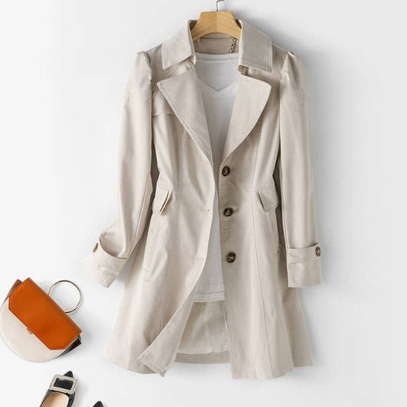 DanceeMangoo Spring Autumn Trench Coat Woman Korean Single-breasted Mid Long Windbreaker Women Fashion Slim Fit Khaki Overcoat - 3