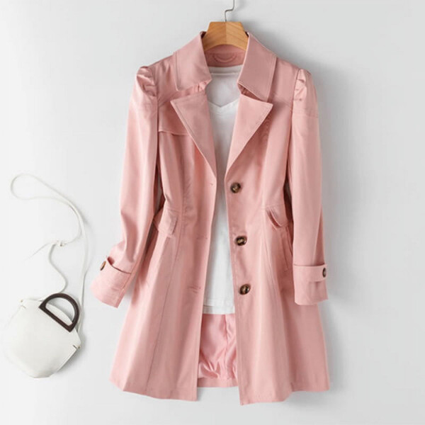 DanceeMangoo Spring Autumn Trench Coat Woman Korean Single-breasted Mid Long Windbreaker Women Fashion Slim Fit Khaki Overcoat - 4