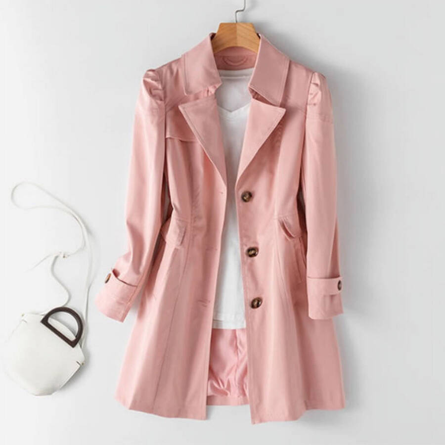 DanceeMangoo Spring Autumn Trench Coat Woman Korean Single-breasted Mid Long Windbreaker Women Fashion Slim Fit Khaki Overcoat - 4