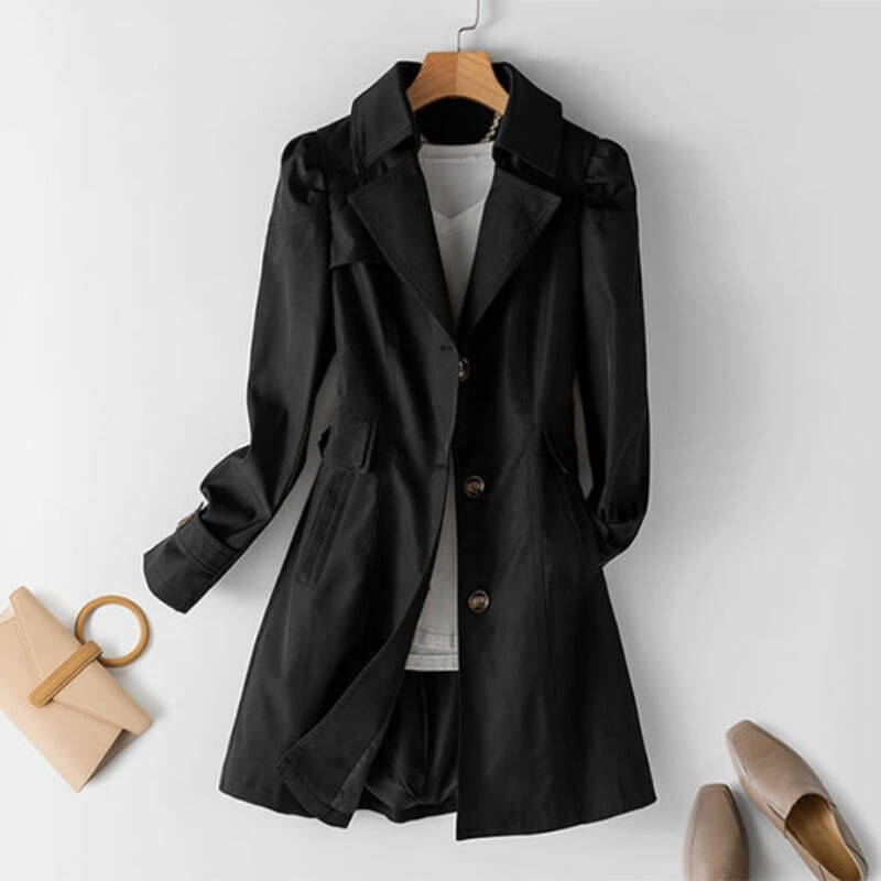 DanceeMangoo Spring Autumn Trench Coat Woman Korean Single-breasted Mid Long Windbreaker Women Fashion Slim Fit Khaki Overcoat - 5