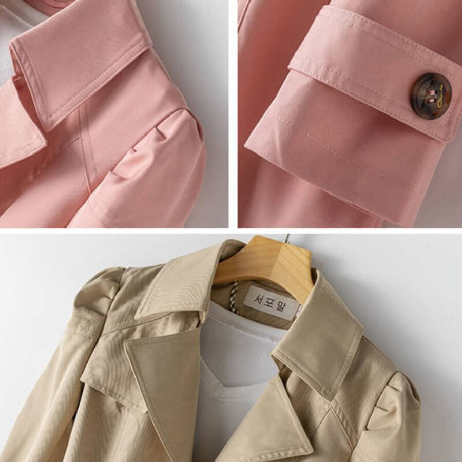DanceeMangoo Spring Autumn Trench Coat Woman Korean Single-breasted Mid Long Windbreaker Women Fashion Slim Fit Khaki Overcoat - 6
