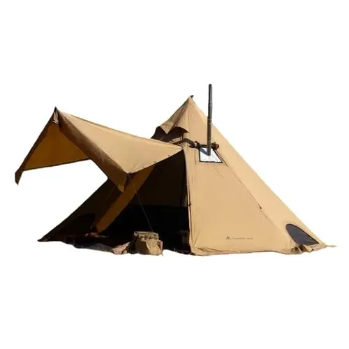 Dandelion Shell 4 Season Camping Hot Tent with Stove Jack for 1-6 Person | Windproof, Waterproof Hot Tent with Stove Jack and Snow Skirt for Camping, Hiking, Backpacking and Outdoor Adventures - 1