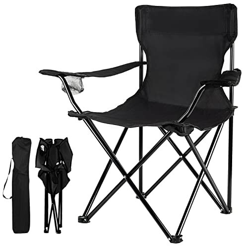 Danei Century Portable Camping Chairs Enjoy The Outdoors with a Versatile Folding Chair, Sports Chair, Outdoor Chair & Lawn Chair, Black - 1