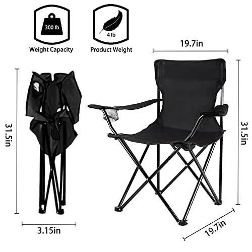 Danei Century Portable Camping Chairs Enjoy The Outdoors with a Versatile Folding Chair, Sports Chair, Outdoor Chair & Lawn Chair, Black - 3