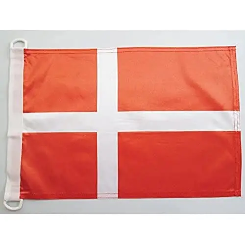 Denmark NAUTICAL Flag 18'' x 12'' - Danish flags 30 x 45 cm. - Banner 12x18 in for boat - AZ FLAG 