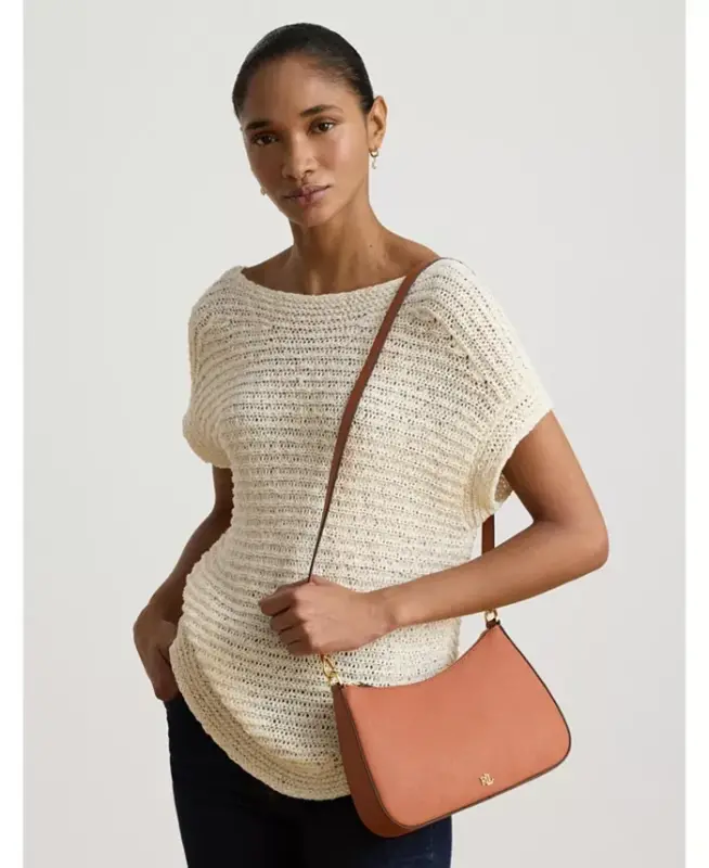 Danni Crosshatch Leather Small Shoulder Bag - Red Terracotta - 7