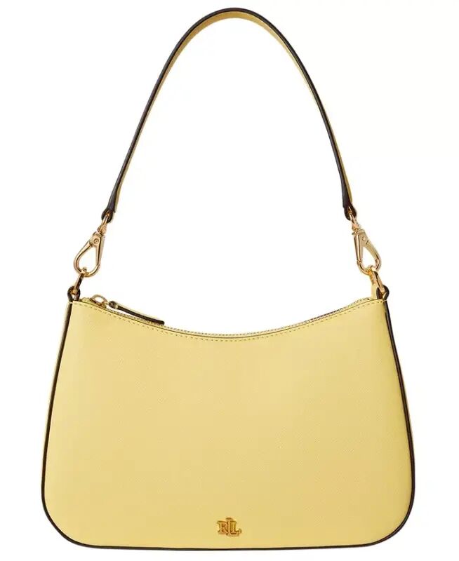 Danni Crosshatch Leather Small Shoulder Bag - Yellow - Lauren Ralph Lauren