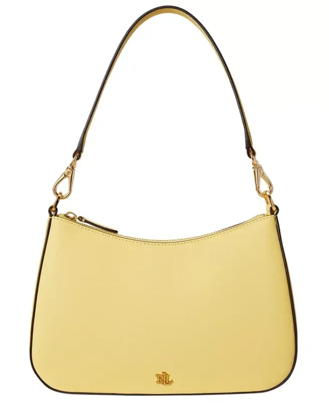 Danni Small Crosshatch Leather Slim Shoulder Bag - Yellow - LAUREN RALPH LAUREN