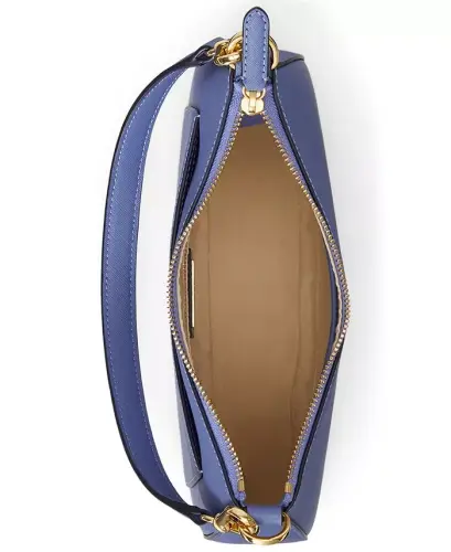 Danni Small Crosshatch Leather Slim Shoulder Bag - Blue - 5