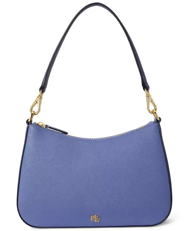 Danni Small Crosshatch Leather Slim Shoulder Bag - Blue - LAUREN RALPH LAUREN