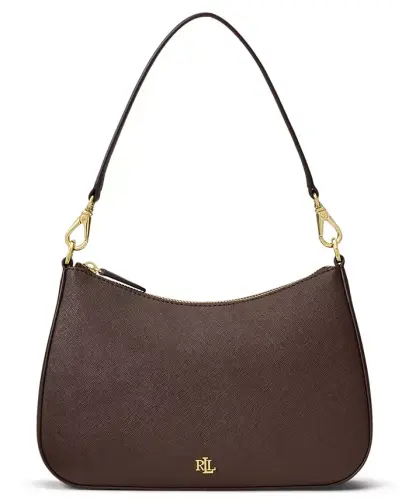 Danni Small Crosshatch Leather Slim Shoulder Handbag - Chestnut Brown - 1