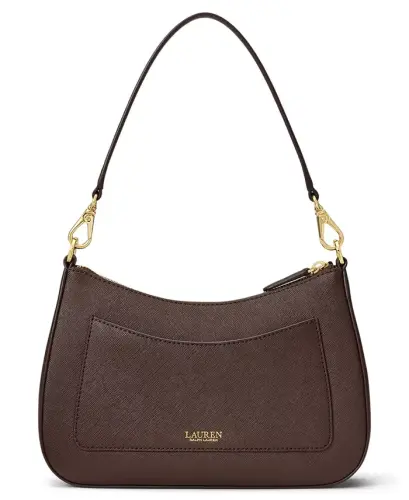 Danni Small Crosshatch Leather Slim Shoulder Handbag - Chestnut Brown - LAUREN RALPH LAUREN (1)