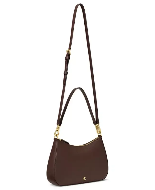Danni Small Crosshatch Leather Slim Shoulder Handbag - Chestnut Brown - 3