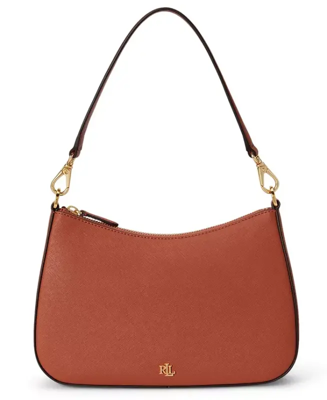 Danni Small Crosshatch Leather Slim Shoulder Bag - Red Terracotta - 1