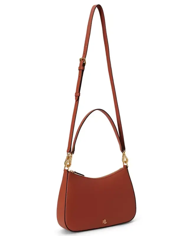 Danni Small Crosshatch Leather Slim Shoulder Bag - Red Terracotta - 3