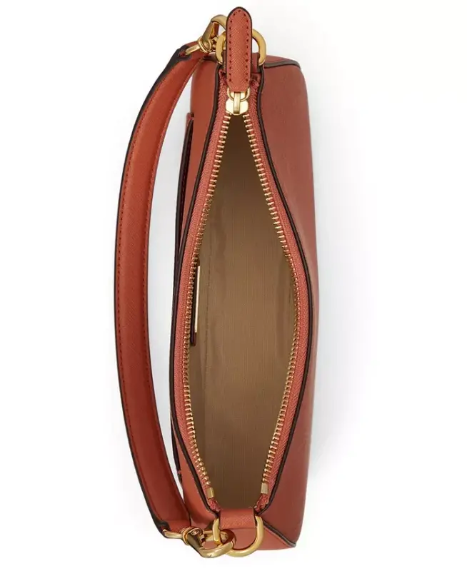 Danni Small Crosshatch Leather Slim Shoulder Bag - Red Terracotta - 4