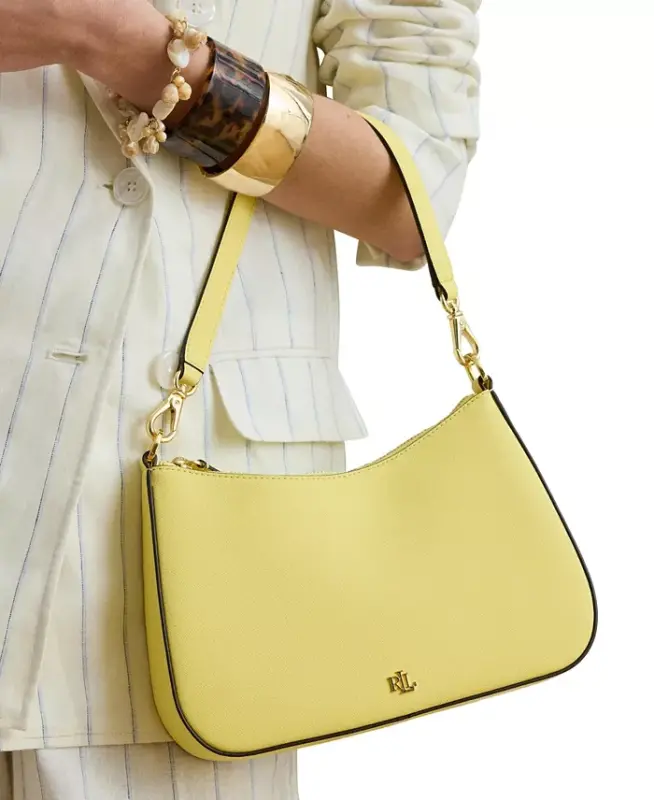 Danni Small Crosshatch Leather Slim Shoulder Bag - Yellow - 2
