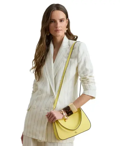Danni Small Crosshatch Leather Slim Shoulder Bag - Yellow - 3