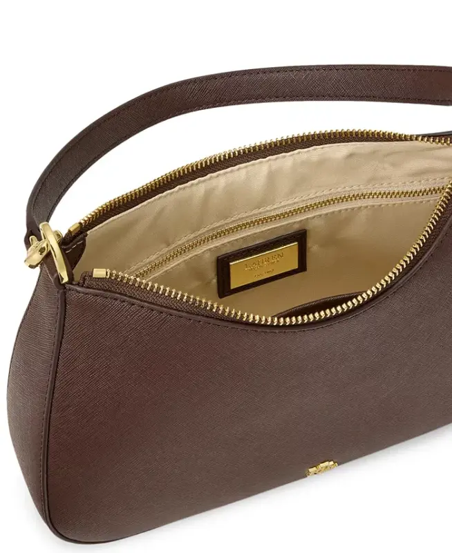 Danni Small Crosshatch Leather Slim Shoulder Handbag - Chestnut Brown - 4