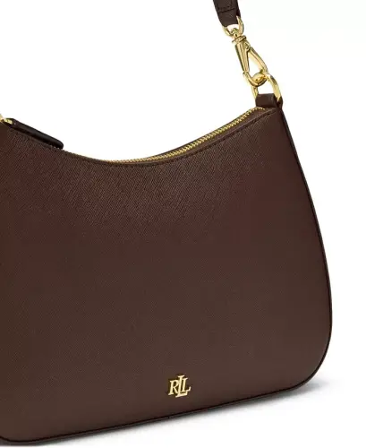Danni Small Crosshatch Leather Slim Shoulder Handbag - Chestnut Brown - 5