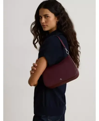 Danni Small Crosshatch Leather Slim Shoulder Handbag - Dark Garnet - LAUREN RALPH LAUREN (1)
