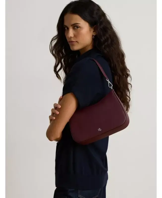Danni Small Crosshatch Leather Slim Shoulder Handbag - Dark Garnet - 2