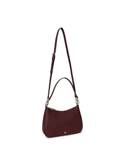 Danni Small Crosshatch Leather Slim Shoulder Handbag - Dark Garnet - 4
