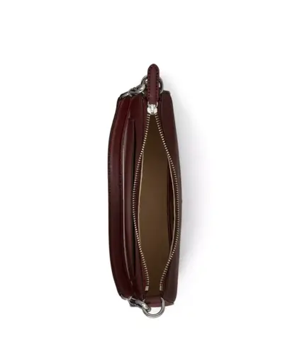 Danni Small Crosshatch Leather Slim Shoulder Handbag - Dark Garnet - 5