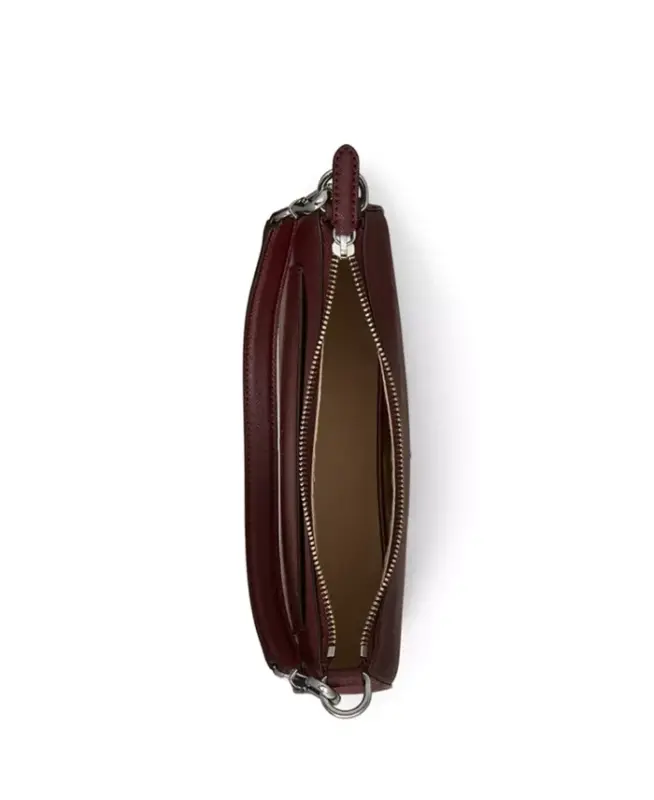 Danni Small Crosshatch Leather Slim Shoulder Handbag - Dark Garnet - 5