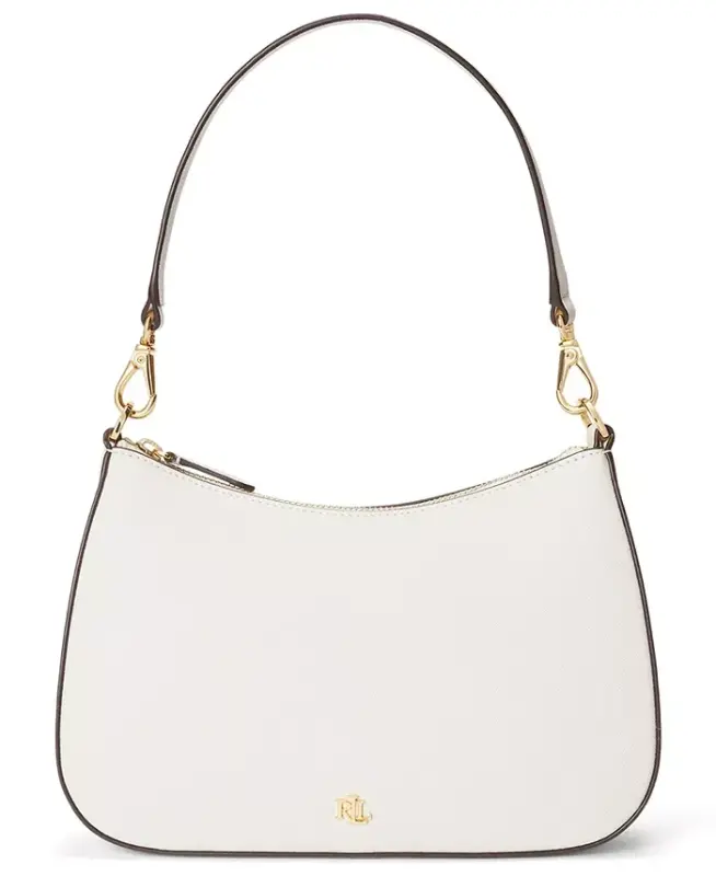 Danni Small Crosshatch Leather Slim Shoulder Bag - White - LAUREN RALPH LAUREN
