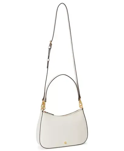 Danni Small Crosshatch Leather Slim Shoulder Bag - White - 3