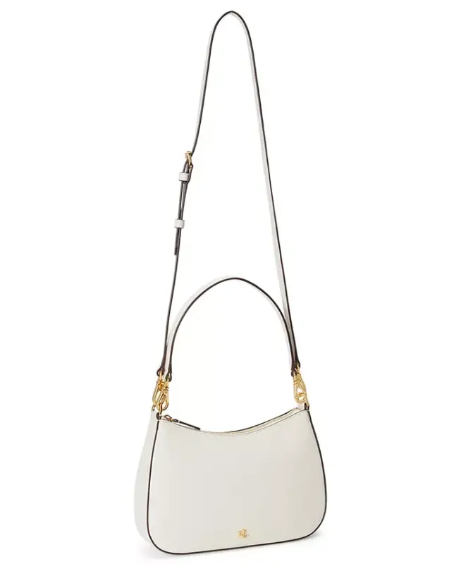 Danni Small Crosshatch Leather Slim Shoulder Bag - White - 3