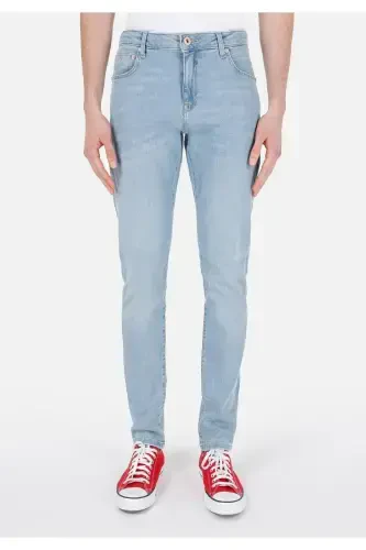 Danny Dar Fit Low Waist Straight Leg Blue Men's Pants - 4