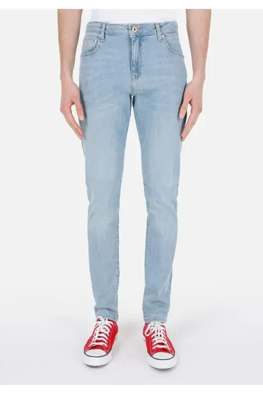 Danny Dar Fit Low Waist Straight Leg Blue Men's Pants - 4