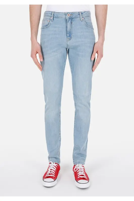 Danny Dar Fit Low Waist Straight Leg Blue Men's Pants - 4