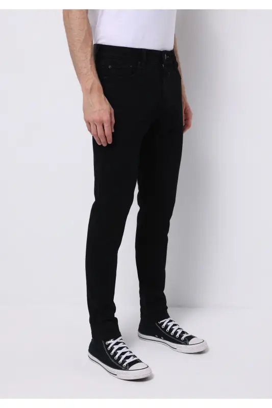 Danny pastki bel tor, ingich, slim fit, qora erkaklar jinsi shimi - 4